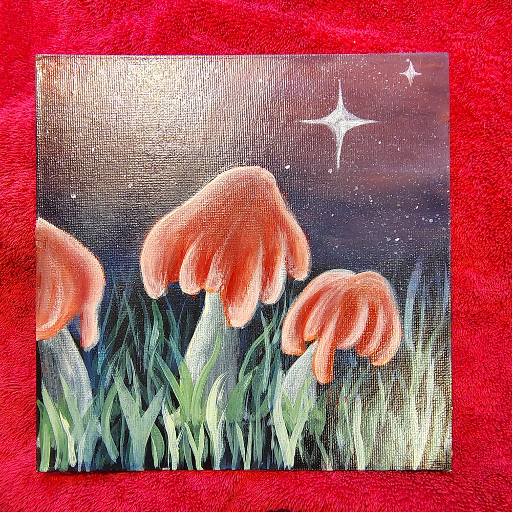 Enchanted Night Mushroom Canvas Art